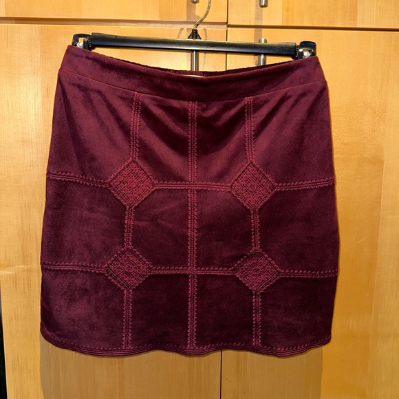 half & half Dresses & Skirts - Women's Burgundy Faux Suede Patchwork Mini Skirt